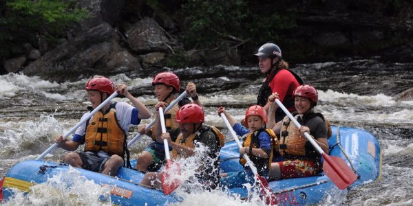 Family of 5 rafting on the Dead River