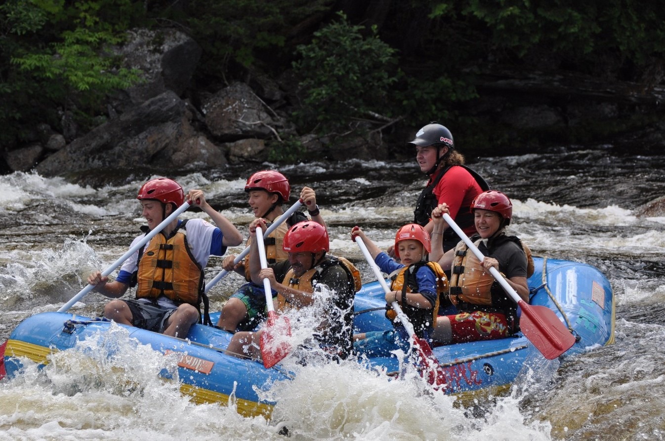 Family of 5 rafting on the Dead River