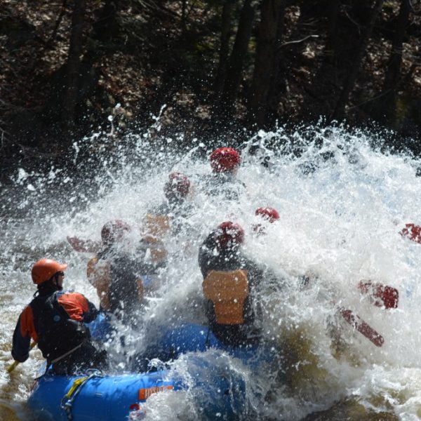 Family of rafters get wet rafting down Millers River.