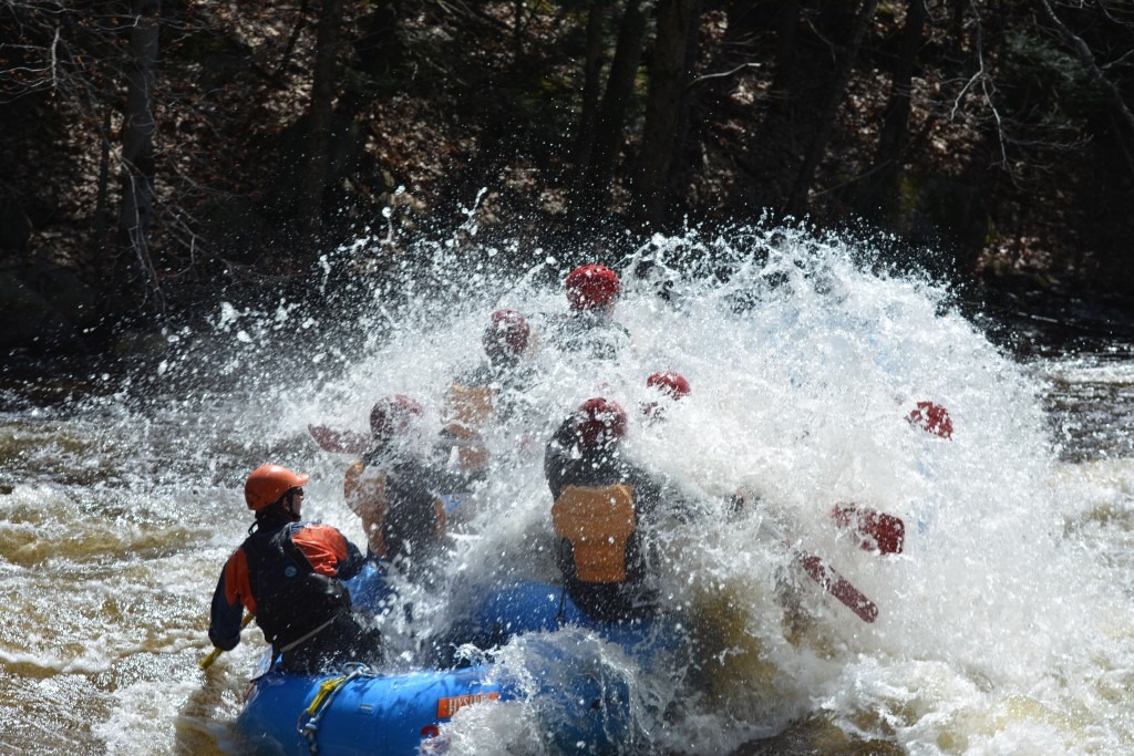 Family of rafters get wet rafting down Millers River.