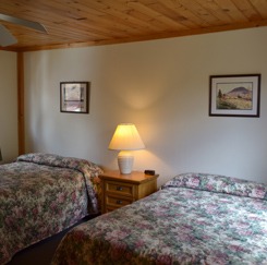 Spring Cottage bedroom with two flower sheeted beds